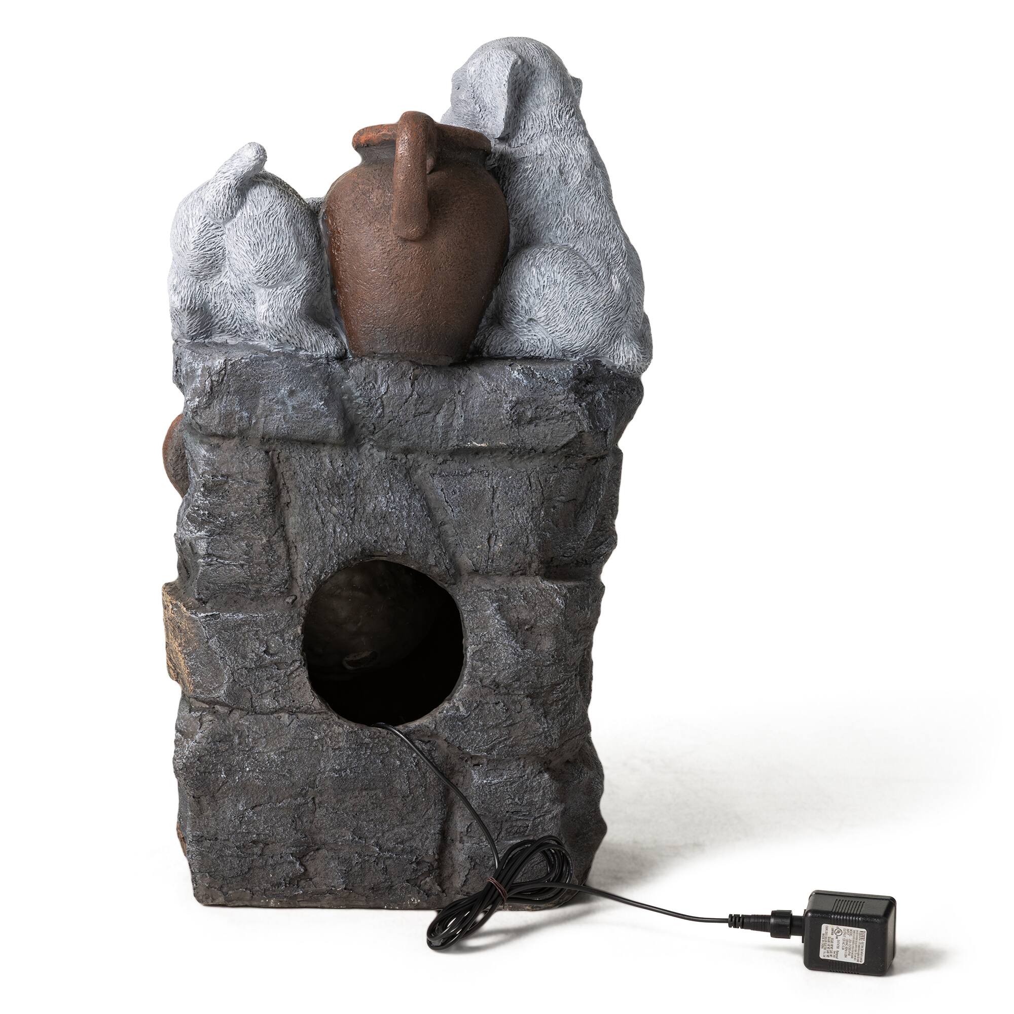 Glitzhome® 23.5" LED 4-Tier Dogs & Pot Outdoor Fountain